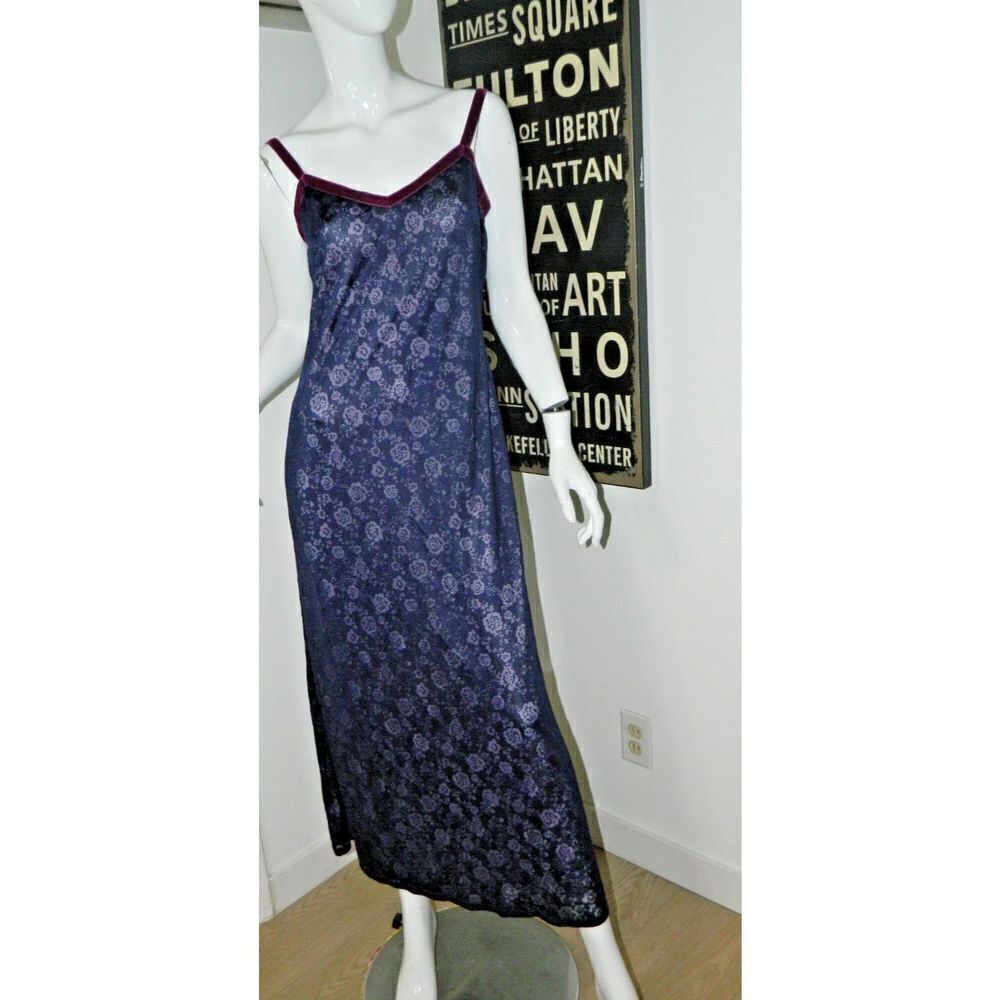 ABS Allen Schwartz Dress Size Small Y2K Vintage Purple Burnout Velvet Maxi